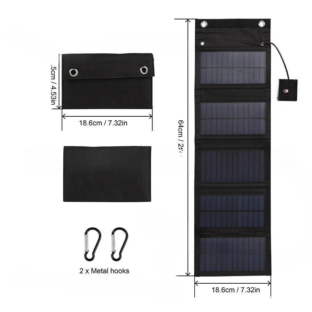 Solar Emergency Charger - Panel surya lipat portabel 25W 5V