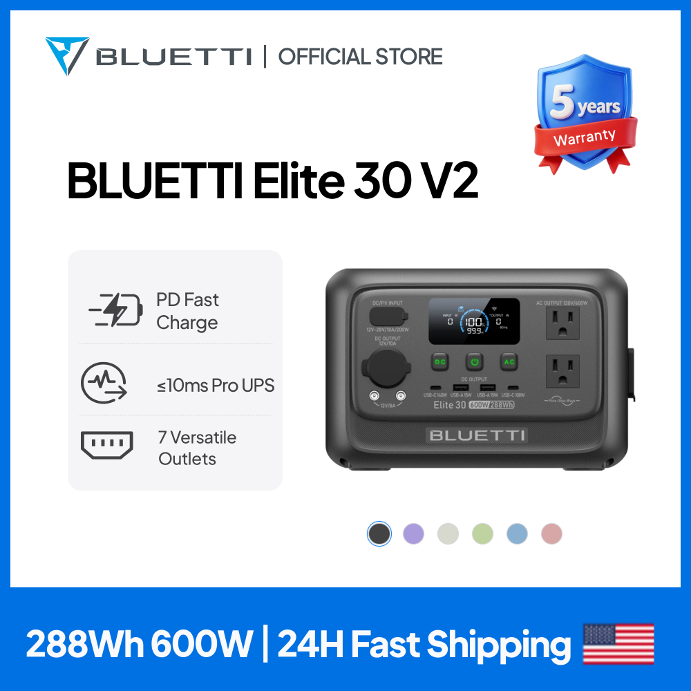 Solar Emergency Charger - 【Renew】BLUETTI Elite 30 V2 Stasiun Tenaga