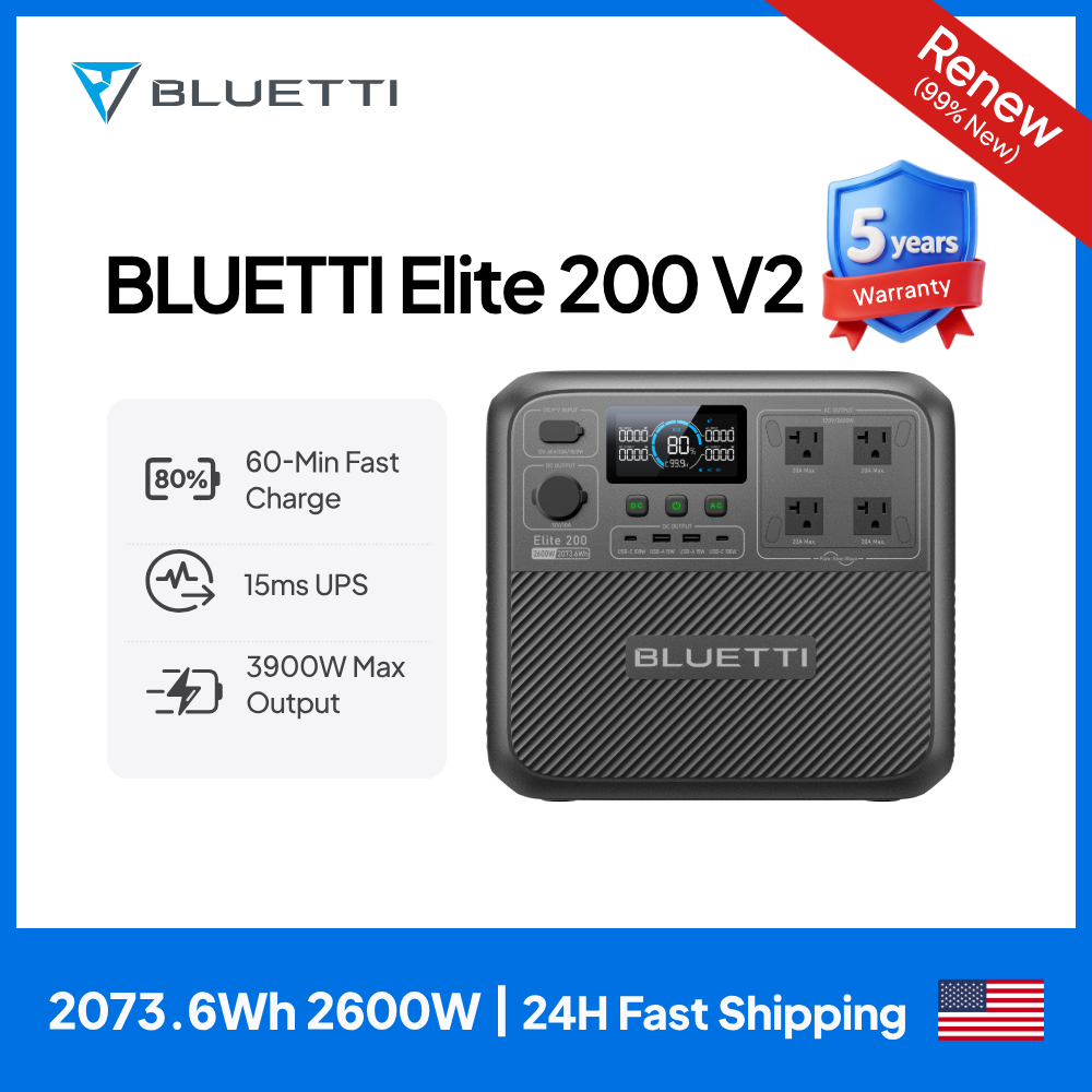 Solar Emergency Charger - 【Renew】BLUETTI Elite 200 V2 Stasiun Tenaga